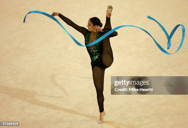 Canada's Alexandra Orlando performs during the rhythmic gymnastics at the Rod Laver Arena during day eleven of the Melbourne 2006 Commonwealth Games...