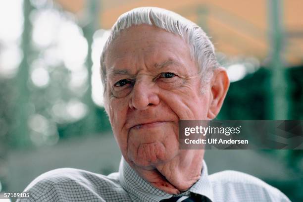 Erskine Caldwell poses while at the Nice Book Fair,Nice,France during October of 1983.
