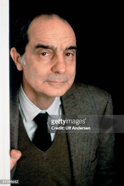 Italo Calvino poses at home in Paris,France during January of 1984.