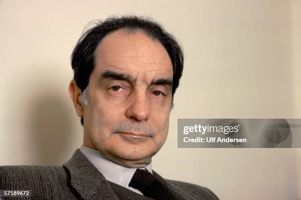 Italo Calvino poses at home in Paris,France during January of 1984.