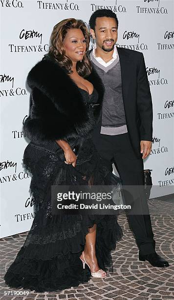 Musicians Patti LaBelle and John Legend attend the launch of Frank Gehry's premiere jewelry collection for Tiffany & Co. On March 26, 2006 in Beverly...