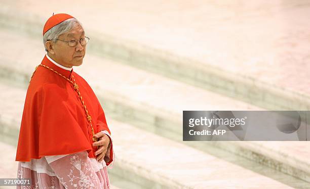 Vatican City, VATICAN CITY STATE : Newly appointed cardinal Joseph Zen of Hong Kong is pictured during a courtesy visit, 27 March 2006 in Vatican,...