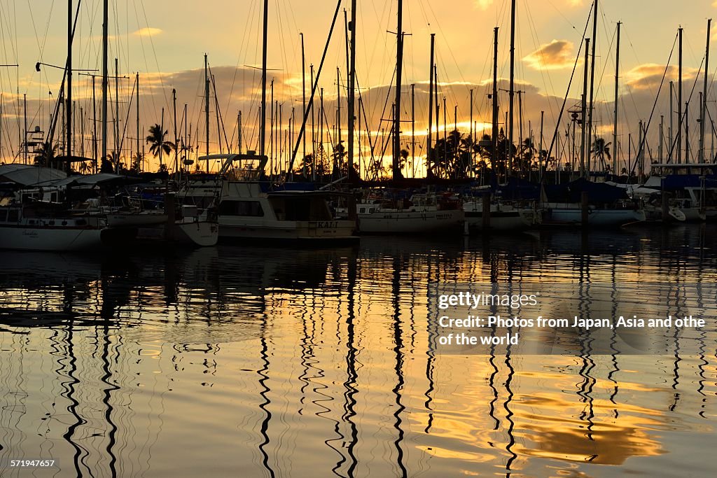 Ala Wai boat harbor in Honolulu, Hawaii