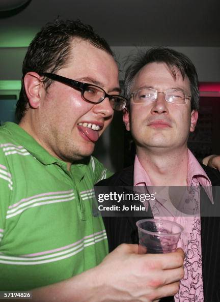 Comedians Alan Carr and Robin Ince is seen backstage on the first