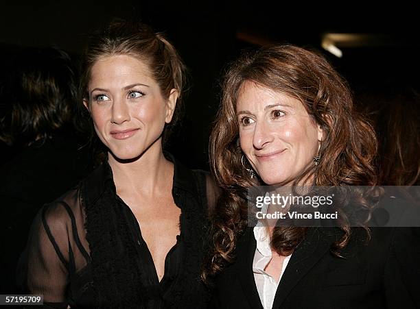 Actress Jennifer Aniston and director Nicole Holofcener arrive at the Sony Pictures Classics premiere of the film "Friends with Money" held at The...