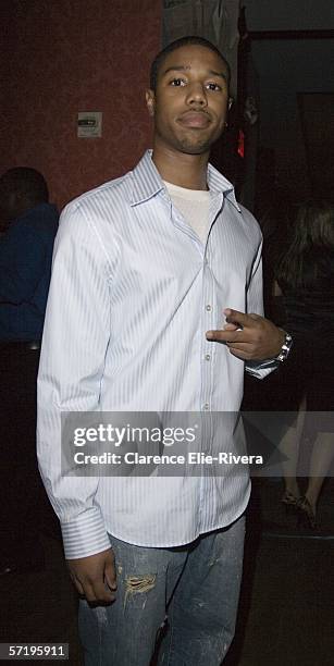 All My Children soap actor Michael B. Jordan poses at Gotham Magazine's March Edition Release Party at Hotel 57 Opia Lounge. March 27, 2006 in New...