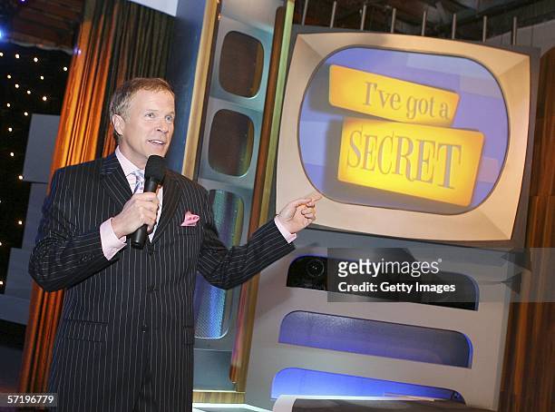 Host Bil Dwyer speaks at a party to premiere GSN's new "I've Got A Secret" game show for the Los Angeles chapter of the National Lesbian and Gay...