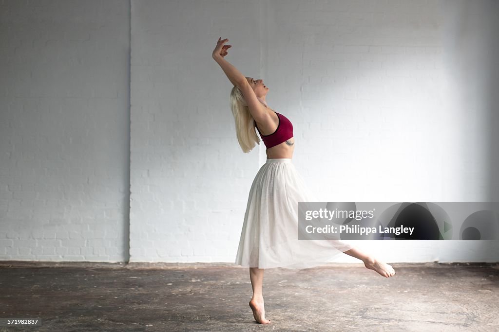 Dancer practising in studio
