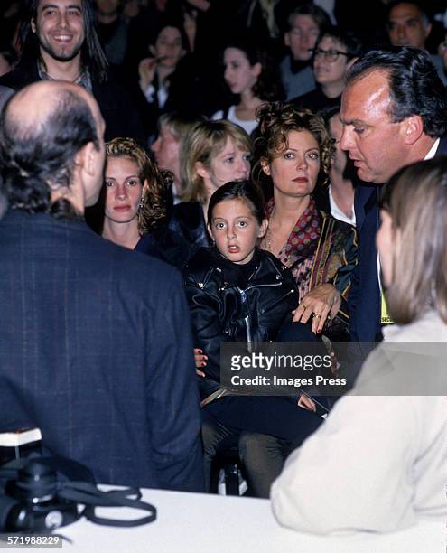 Julia Roberts, Susan Sarandon and daughter Eva Amurri attend the Todd Oldham Fall 1994 Fashion Show circa 1994 in New York City.