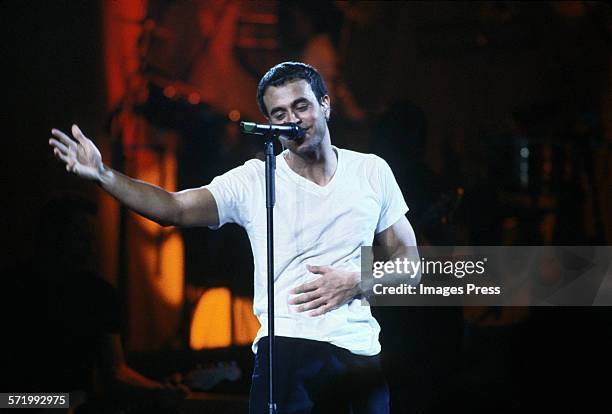 Enrique Iglesias in concert at Madison Square Garden circa 1999 in New York City.