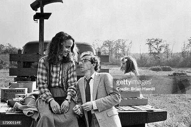 American actress Jessica Harper and actor & director Woody Allen on the set of their film, 'Stardust Memories,' 1980.