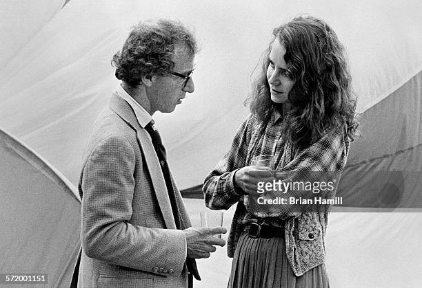 American actor & director Woody Allen and actress Jessica Harper on the set of their film, 'Stardust Memories,' 1980.