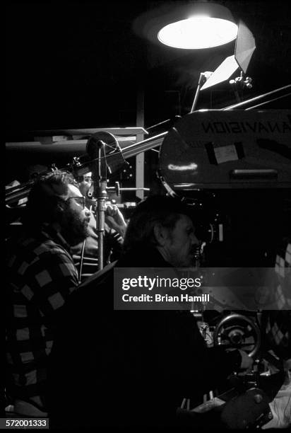 American director Francis Ford Coppola sits behind the camera on the set of his film, 'The Conversation,' 1978.