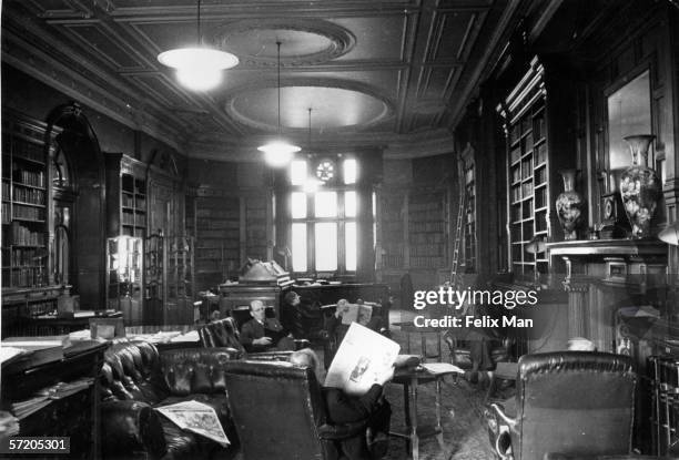 Members relax in the lounge of the Junior Constitutional gentlemen's club on Piccadilly, 19th August 1939. Original Publication : Picture Post - 199...