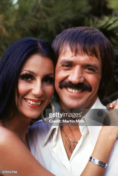 Cher and Sonny Bono pose for a promotional photo for "The Sonny and Cher Show" in 1970.