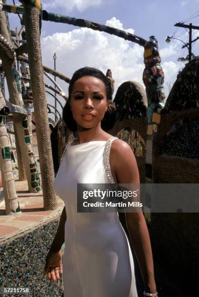 Actress Diahann Carroll poses for a portrait circa late 1960's at the Watts Towers in Los Angeles, California.