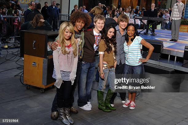 Actors Ashley Tisdale, Corbin Bleu, Lucas Grabeel, Vanessa Anne Hudgens, Zac Efron and Monique Coleman of the "High School Musical" pose for photos...