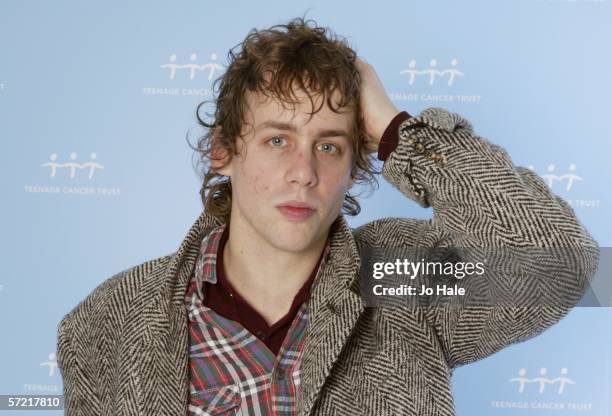 Johnny Borrell of Razorlight poses backstage on the fourth night of a series of concerts and events in aid of Teenage Cancer Trust organised by...