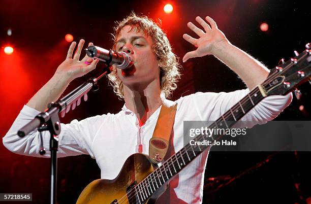 Johnny Borrell of Razorlight performs on the fourth night of a series of concerts and events in aid of Teenage Cancer Trust organised by charity...