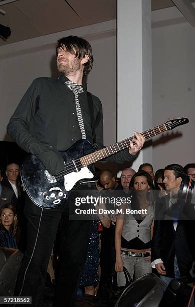 Alex James of Blur perform at the Art Plus Music, a benefit party celebrating the crossover between art and music and raising funds for the...