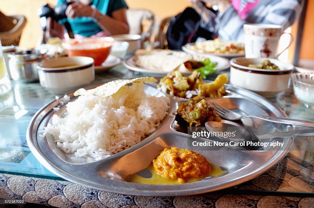 Dal bhat rice in Katmandu, Nepal