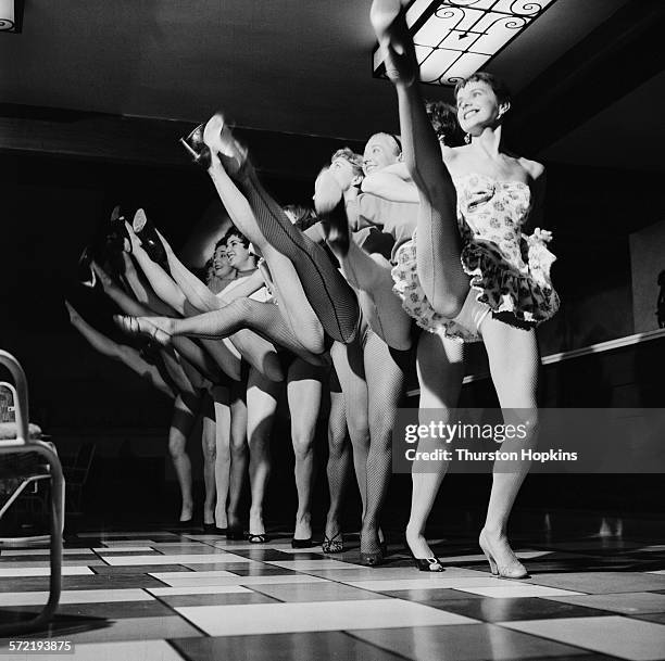 The Palladium Girls dance troupe performing, September 1955. The troupe has been put together to perform on the ATV variety show 'Sunday Night at the...