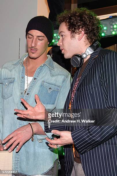 Actor Eric Balfour speaks with DJ Donkey Pizzle, a.k.a. Danny Masterson, at the launch of Ben Sherman's first official U.S. Flagship Store on March...
