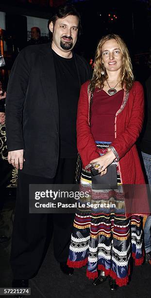 Director of Art&Fact communication agency Alexander Chumsky poses with Russian Designer Daria Razumikhina during the opening Russian Fashion Week...