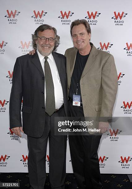 Luis Villalba, Vice president of Operations, Grupo Latino De radio, and Chris Little, News Director KFI Radio at the Launch Party of W Radio at the...