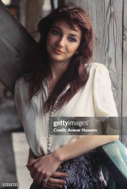 Successful female vocalist Kate Bush poses at The Dickens Inn, in June 1978 in London, United Kingdom.