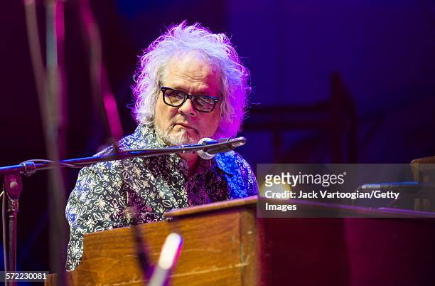 American musician Al Kooper plays a Hammond B3 organ as he performs with the Watkins Family Hour Band during a performance in celebration of the 50th...
