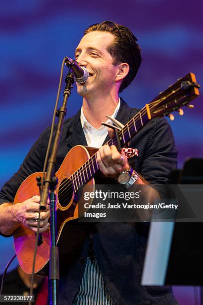 American musician Pokey LaFarge performs with the Watkins Family Hour Band during a performance in celebration of the 50th anniversary of Bob Dylan's...