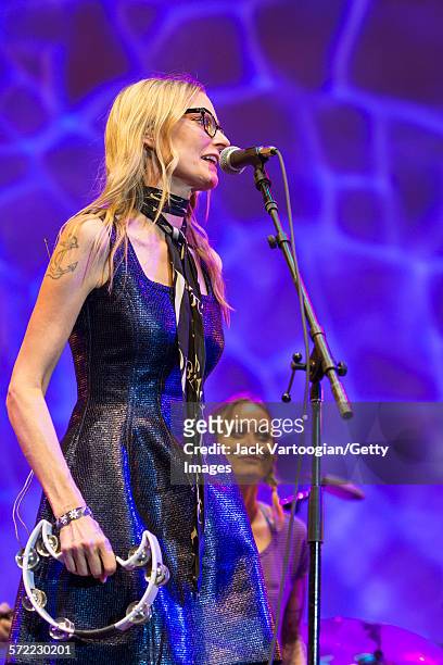 American singer-songwriter Aimee Mann performs with the Watkins Family Hour Band during a performance in celebration of the 50th anniversary of Bob...