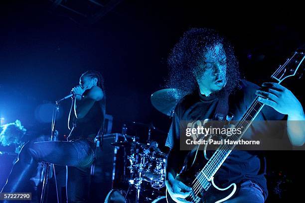 Singer/actress Jada Pinkett Smith and guitarist Pocket Honore of the band Wicked Wisdom perform at the Starland Ballroom March 31, 2006 in Sayreville...