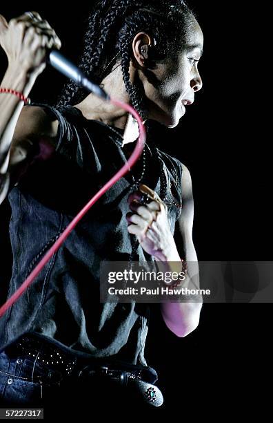 Singer/actress Jada Pinkett Smith of the band Wicked Wisdom performs at the Starland Ballroom March 31, 2006 in Sayreville New Jersey.