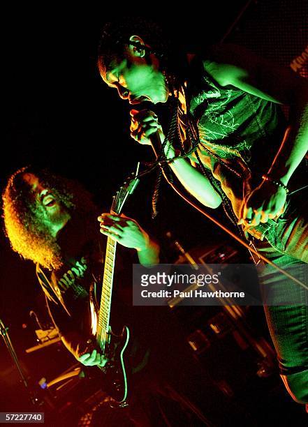 Singer/actress Jada Pinkett Smith and guitarist Cameron Graves of the band Wicked Wisdom perform at the Starland Ballroom March 31, 2006 in...