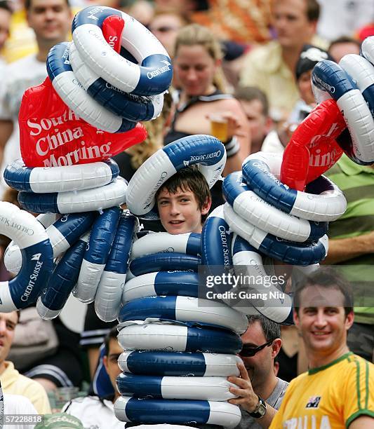 Rugby fans watch matches at the second day of Hong Kong Rugby Sevens Tournament on April 1, 2006 in Hong Kong, China.