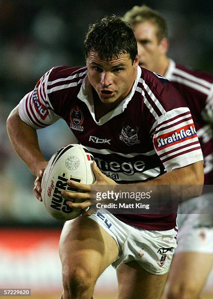 Anthony Watmough of the Sea Eagles in action during the round four NRL match between the Manly Warringah Sea Eagles and the Sydney Roosters at...