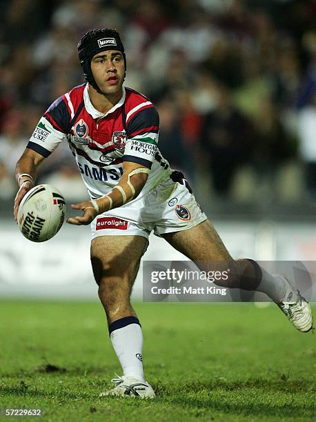 Jamie Soward of the Roosters in action during the round four NRL match between the Manly Warringah Sea Eagles and the Sydney Roosters at Brookvale...