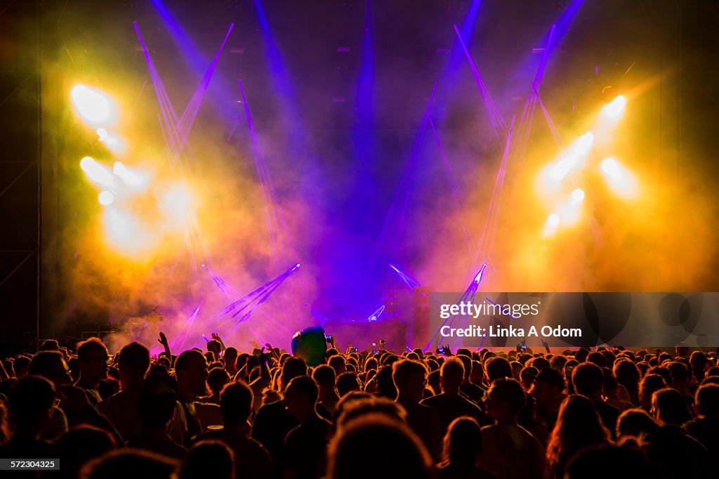 Fans waiting for performer to enter stage