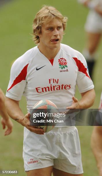 Mathew Tait of England holds the ball at the second day of Hong Kong Rugby Sevens Tournament against Canada on April 1, 2006 in Hong Kong, China.