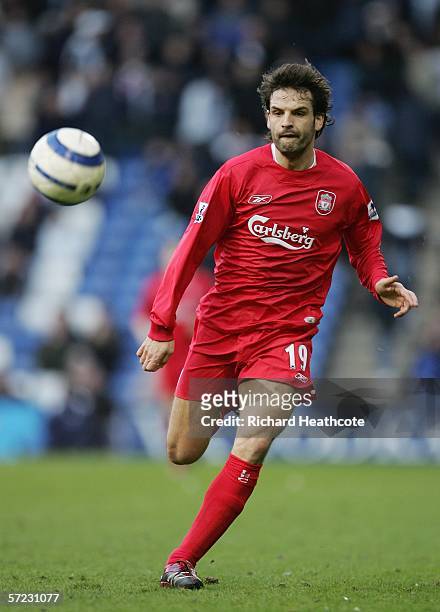 Fernando Morientes of Liverpool in action during the Barclays Premiership match between West Bromwich Albion and Liverpool at the Hawthorns on April...