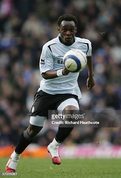 Michael Essien of Chelsea in action during the Barclays Premiership match between Birmingham City and Chelsea at St Andrews on April 1, 2006 in...