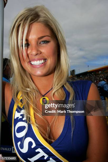 Grid girl poses before the Australian Formula One Grand Prix at the Albert Park Circuit on April 02, 2006 in Melbourne, Australia.