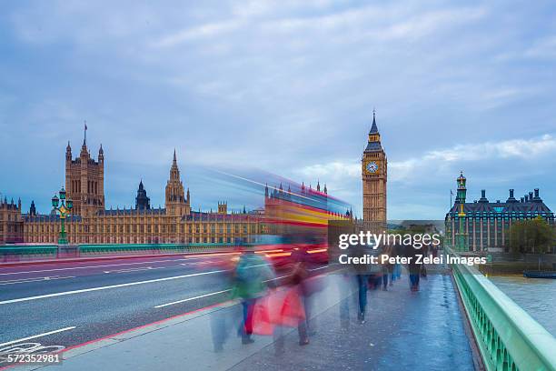 the westminster bridge and the big ben in london - person falls from westminster bridge stock-fotos und bilder