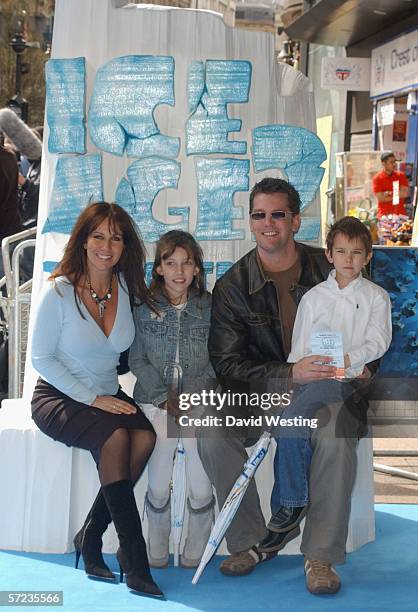 Model Linda Lusardi, daughter Lucy, husband actor Sam Kane and son Jack arrive at the UK Premiere of 'Ice Age 2: The Meltdown' at the Empire...