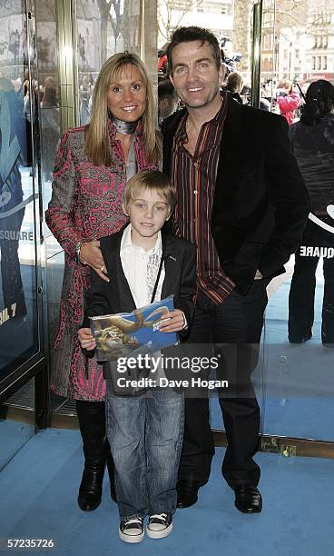 Actor Bradley Walsh, his wife Donna Walsh and their son arrive at the UK Premiere of 'Ice Age 2: The Meltdown' at the Empire Leicester Square on...