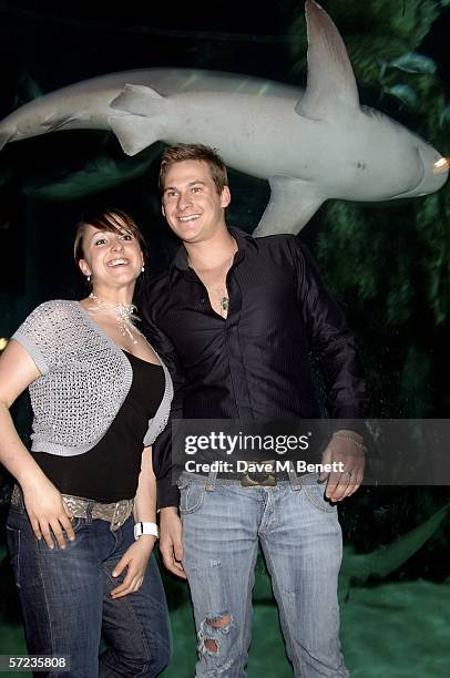 Actress Natalie Cassidy and singer Lee Ryan attend the after show party following the UK Premiere of 'Ice Age 2: The Meltdown,' at London Aquarium on...