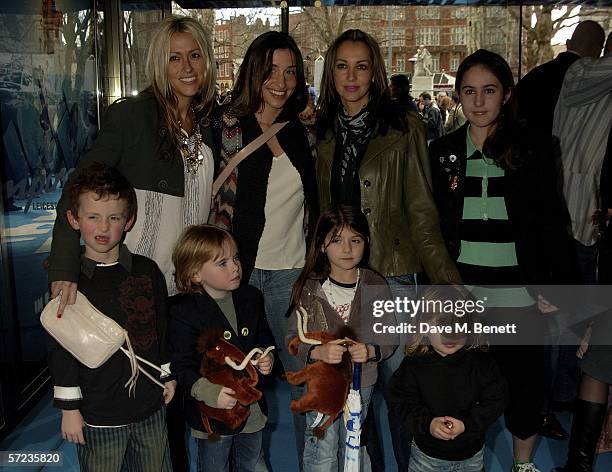 Nicole Appleton, Melanie Blatt and Natalie Appleton with Nicole's son Gene Appleton-Gallagher and guests arrive at the UK Premiere of 'Ice Age 2: The...