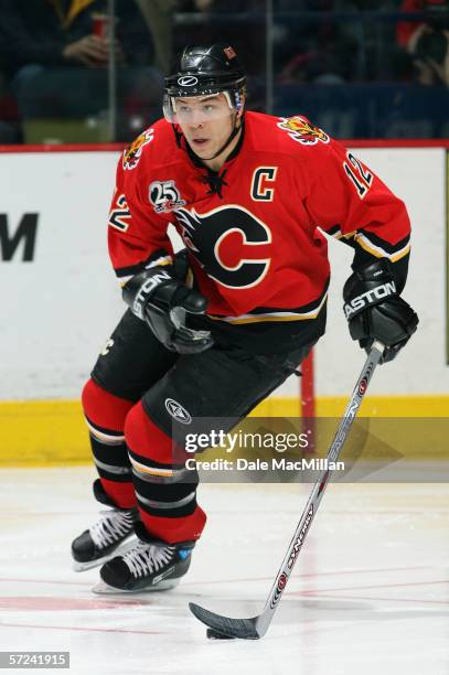 Jarome Iginla of the Calgary Flames skates against the Buffalo Sabres on January 21, 2006 at the Pengrowth Saddledome in Calgary, Alberta, Canada....